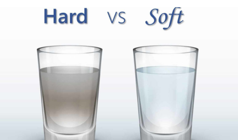 Image of hard water and soft water to show that it matters how much laundry detergent to use
